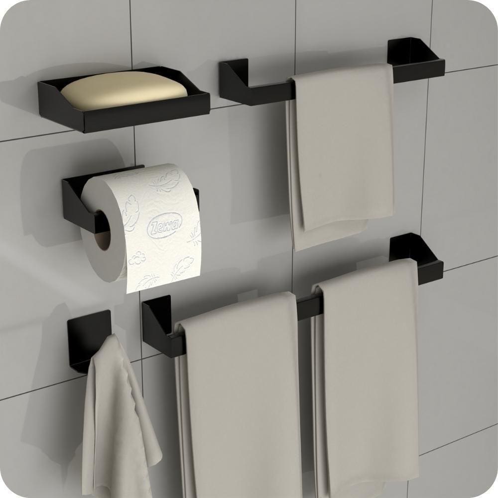 Kit Acessórios Para Banheiro Preto 5 Peças Master Slim Df