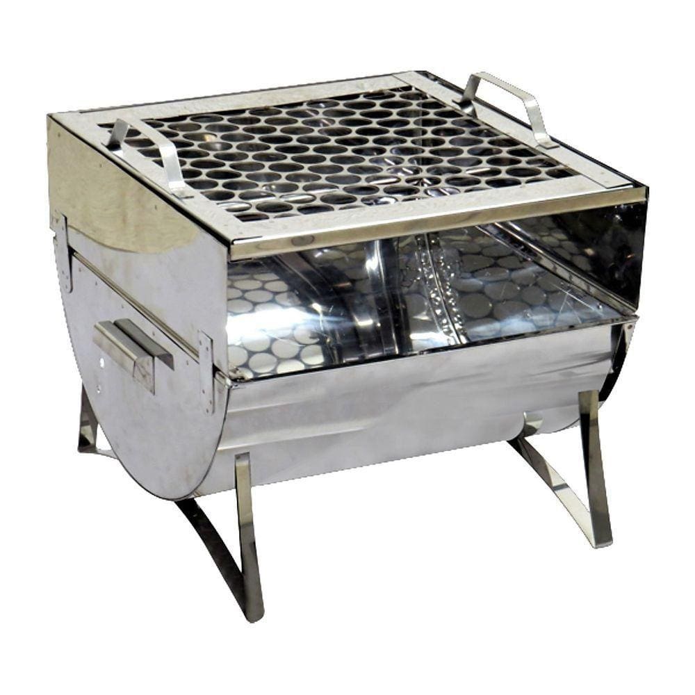 Churrasqueira Praia Campo Fechada Aço Inox Grelha 30X28X24Cm