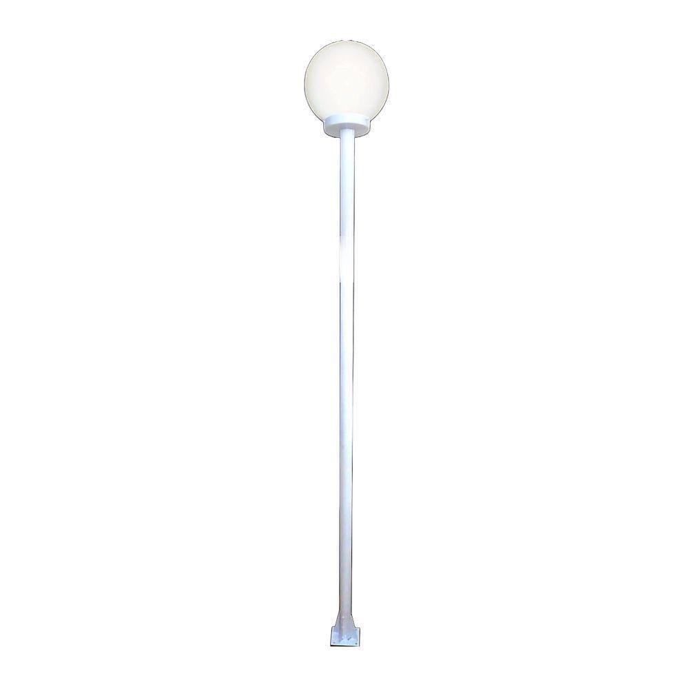 Poste E Luminária Colonial Globo P De Jardim Branco 200cm