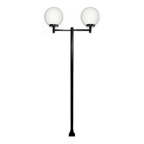 Poste Luminária Dupla Globo G Braço Reto Jardim Preto 200cm