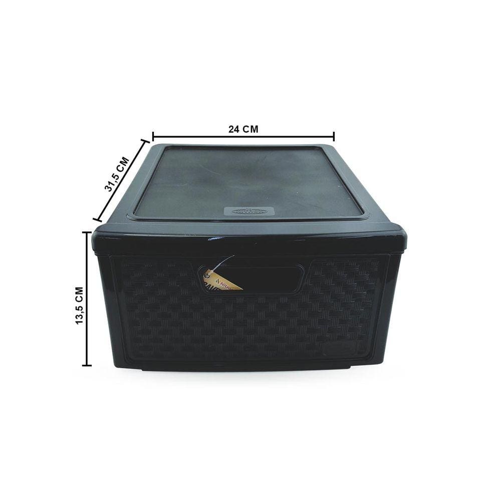 Kit 6 Gaveteiro Modular Empalhável Organizador Multiuso Rattan Plástico Resistente 1 Unidade