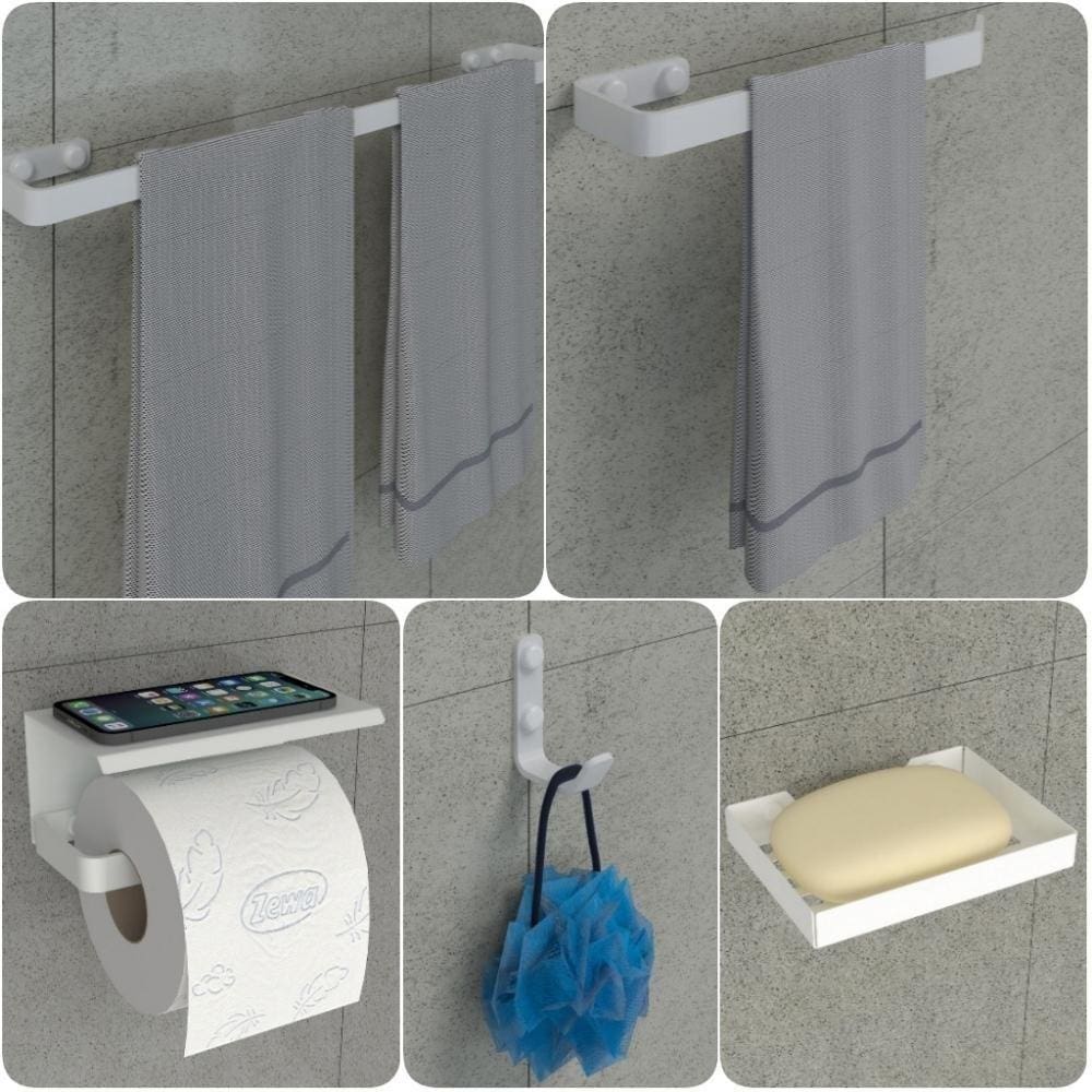 Kit Acessórios Para Banheiro Branco 5 Peças Max