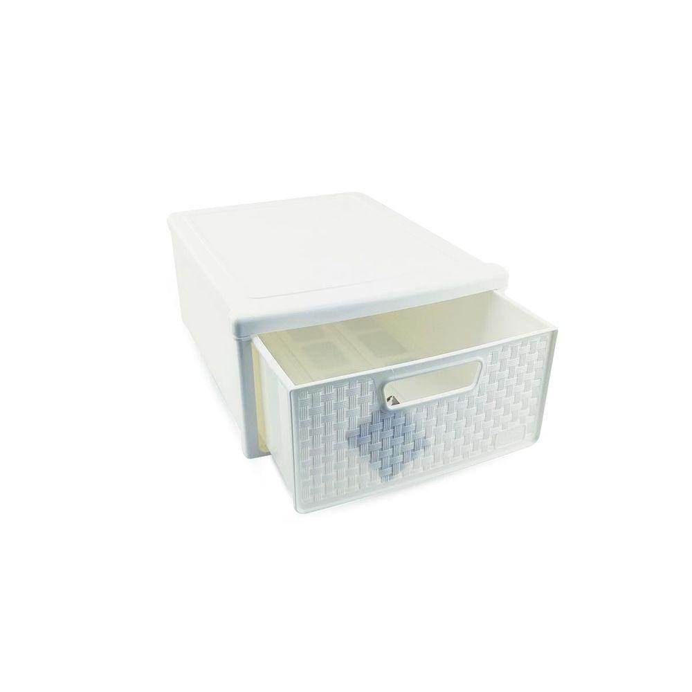 Kit 4 Gaveteiro Modular Empalhável Organizador Multiuso Rattan Plástico Resistente 1 Unidade