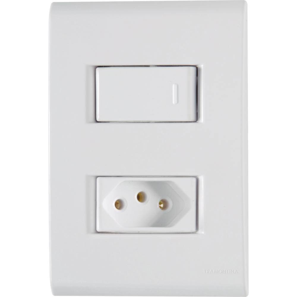 Conjunto 4x2 C- 1 Interruptor E 1 Tomada 2p T 10 A 250 V Tramontina Liz Branco 120 Unidades