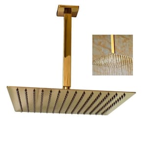 Ducha Chuveiro Teto Slim Inox 20X20 Dourado Luxo Suporte Quadrado Piscina Banheiro