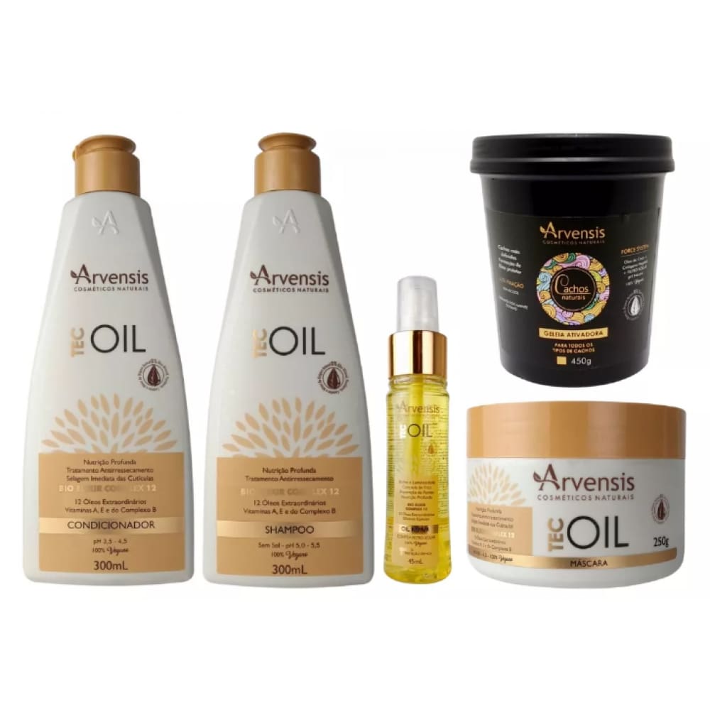 Kit Arvensis Tec Oil Shampoo Condicionador Finalizador Mascara + Geleia Alta
