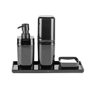 Conjunto Organizador Para Banheiro 4 Peças Preto Coza