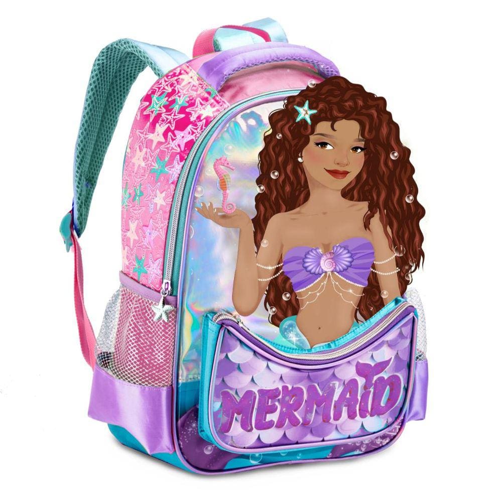 Mochila Infantil Escolar da Sereia Morena