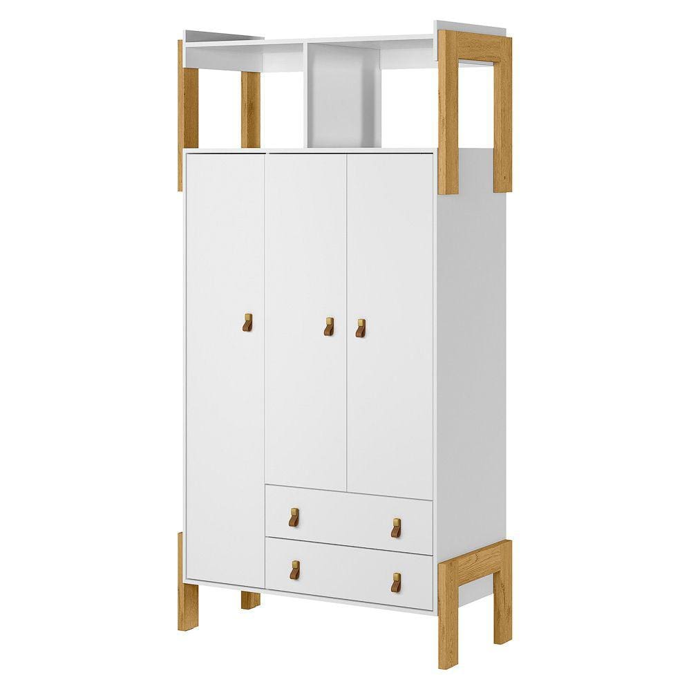 Guarda Roupa Infantil 3 Portas 2 Gavetas com Nicho Magia Q01 Branco Clique Chique