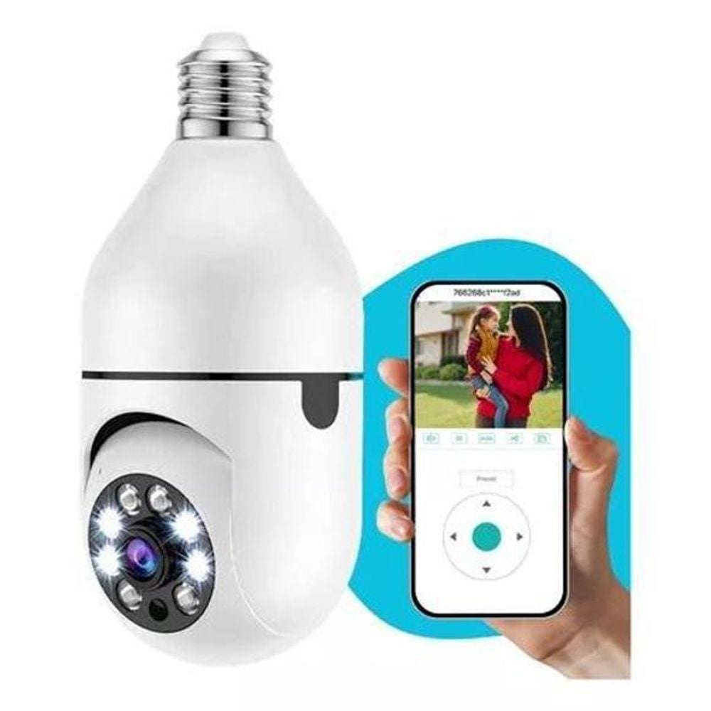 Câmera Segurança Externa Ip Wifi Lâmpada À Prova D`Água