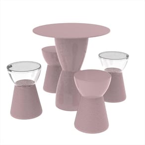 Conjunto Mesa Tampo Polipropileno 60cm e 4 Banquetas Sili Lounge Grifit Calla Rose