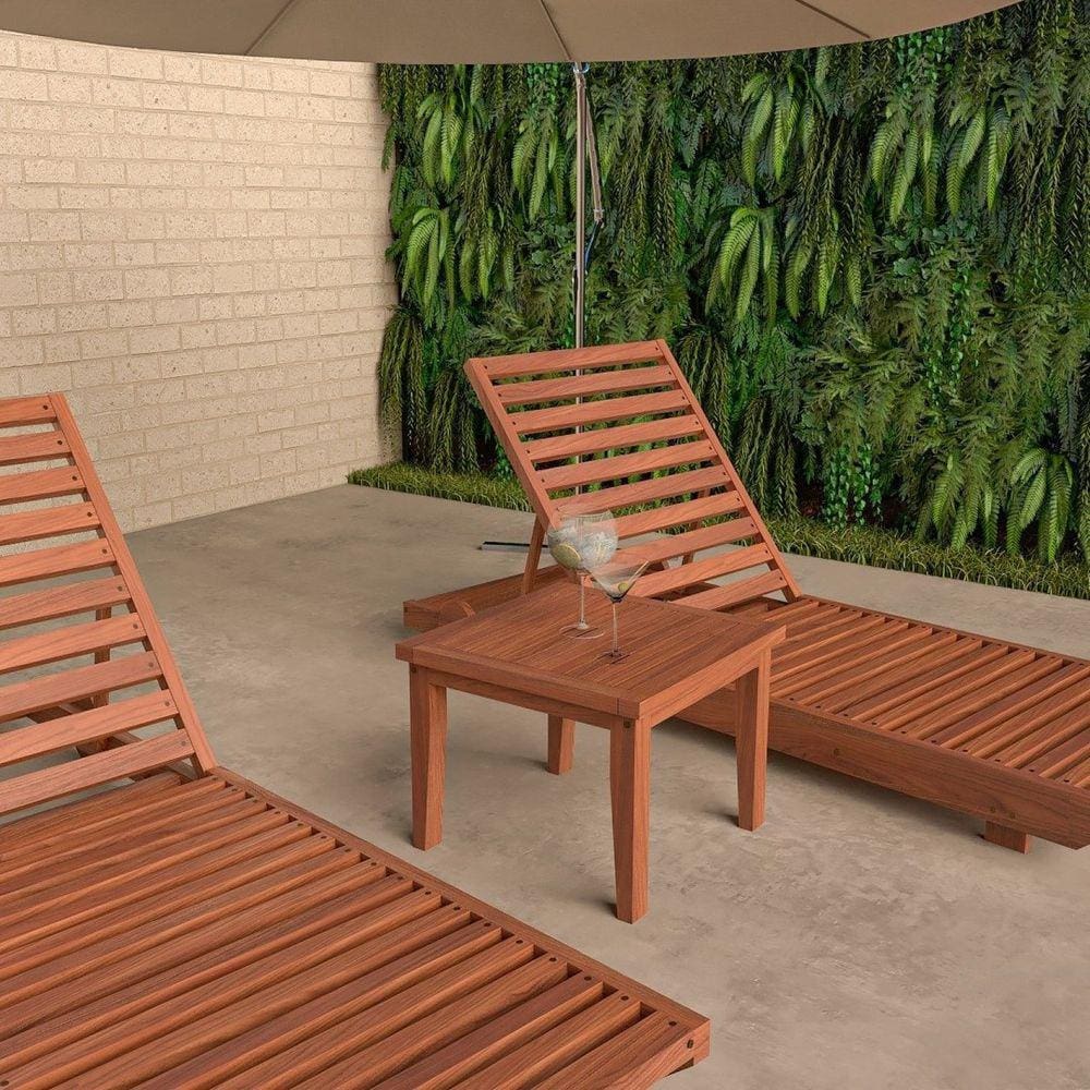 Conjunto 2 Espreguiçadeiras e Mesa de Centro Roma Madeira
