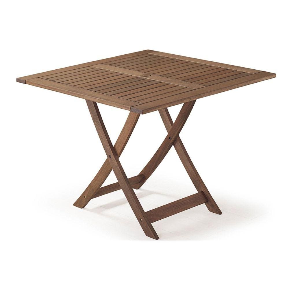 Mesa Dobrável em Madeira Maciça Quadrada 90cm Primavera Casa e Jardim Móveis Stain Castanho