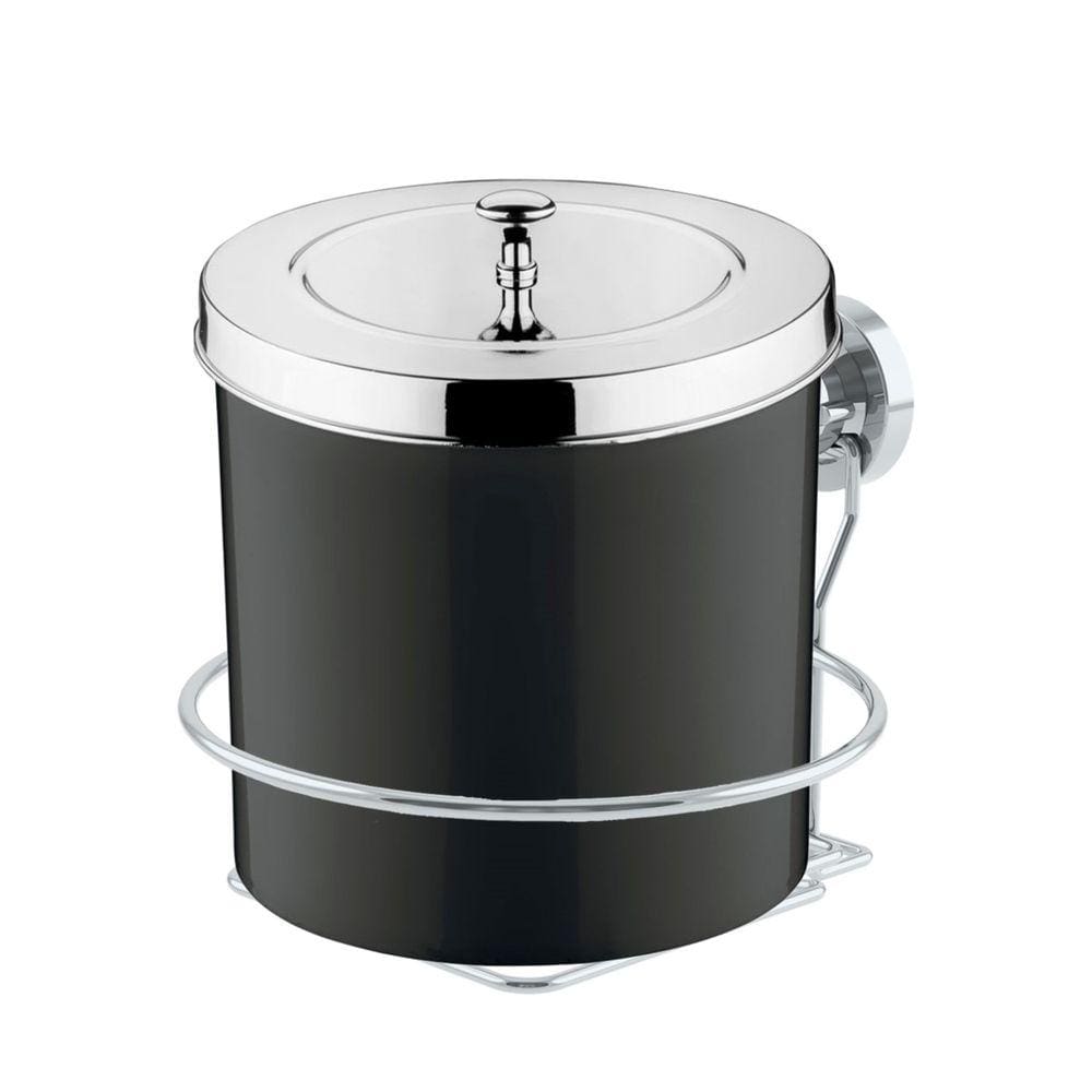 Kit Lixeira 5 Litros Com Suporte De Ventosa Para Banheiro Cozinha Preto Cromado - Future