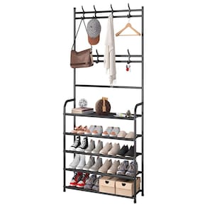 Rack Organizador Decoteam Com Sapateira E Cabideiro Preto