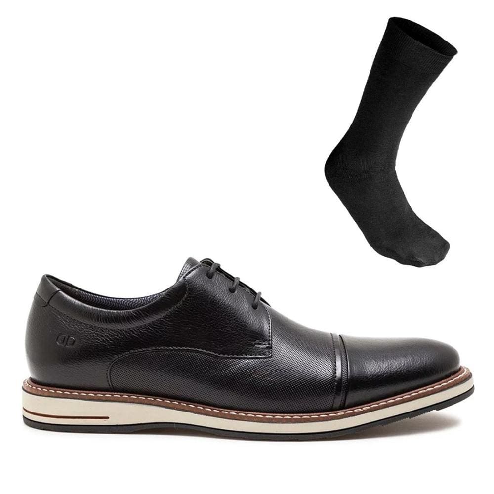 Sapato Social De Couro Democrata Metropolitan Oliver 273202 + Meia Social Color Sports