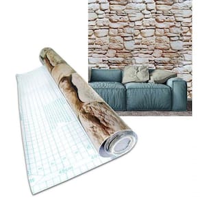 Papel De Parede Kit 5 Unid Autoadesivo Vinilico Pedra Marrom Claro