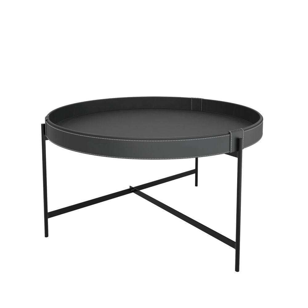 Mesa de Centro Décor 60cm em Couro Preto - Móvebrinque