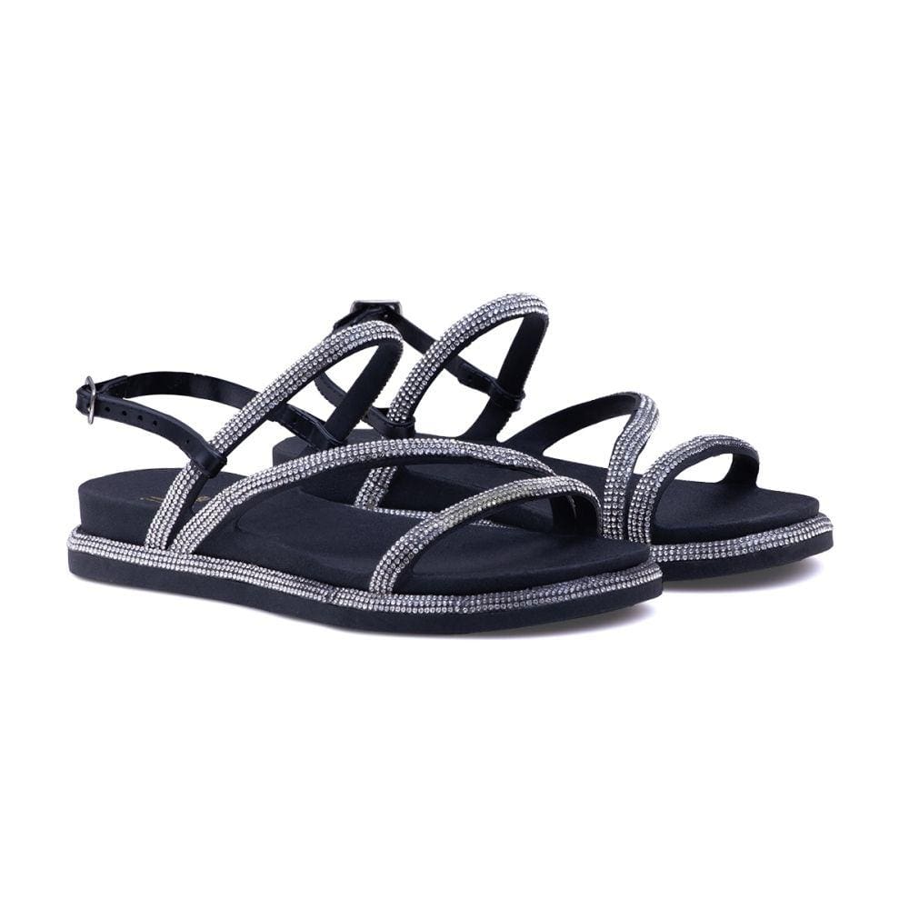 Sandália Papete Feminina Moda Casual Pedrarias Fivela Sola Leve e Macia Mulher Fashion