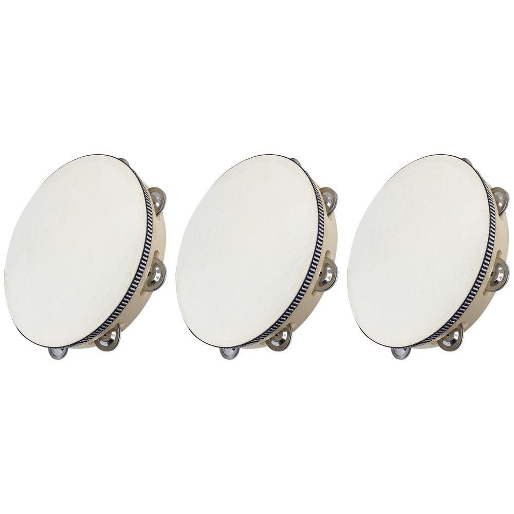 Kit 3 Pandeiros Redondo de Madeira 10” Pele Natural New York