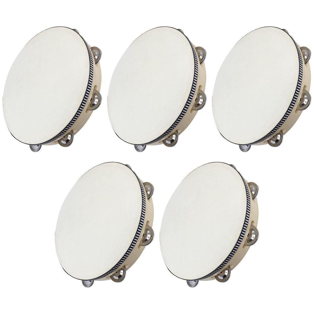 Kit 5 Pandeiros Redondo de Madeira 10” Pele Natural New York