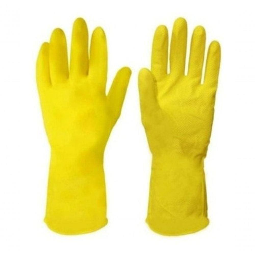 Luva De Latex Limpeza Amarela Talge Com 12 Pares Tamanho M
