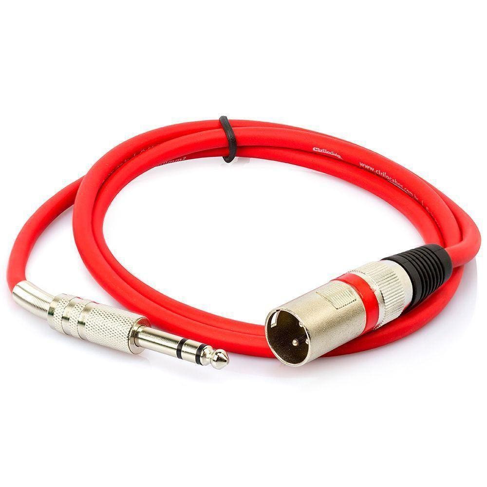 Cabo P10 Para Xlr Macho Vermelho Estereo - 25 Metros