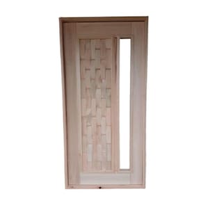 Porta Pivotante Couro C/ Visor Eucalipto 2,13x1,17