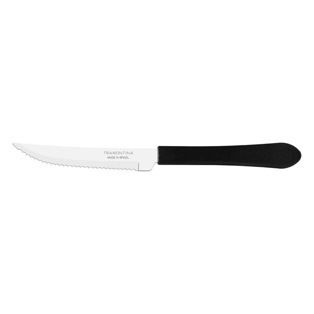 Faca de Mesa Churrasco Tramontina Leme Inox Cabo Preto