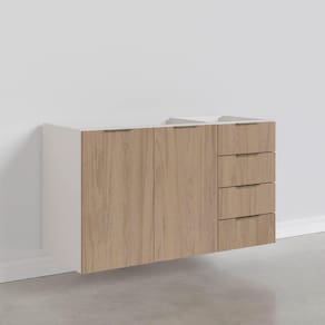 Balcão Pia 120cm Sem Tampo Sem Rodapé Puxador 150mm Ipanema CabeCasa MadeiraMadeira Acácia/Branco