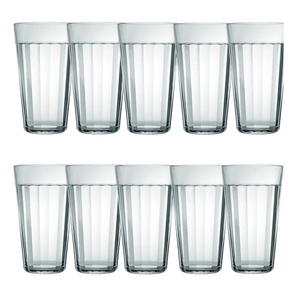 Jogo 10 Copo Americano Em Vidro Long Drink 450Ml Nadir