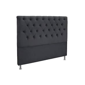 Cabeceira Cama Box Estofada Casal Casal Embaixatriz Plus Suede Cinza - Simbal