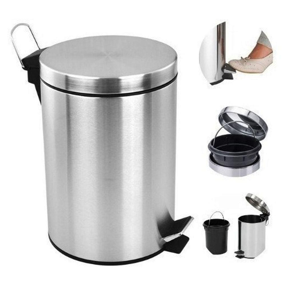 Cesto Lixo 3l Inox Cozinha E Banheiro Com Pedal Abre Tampa