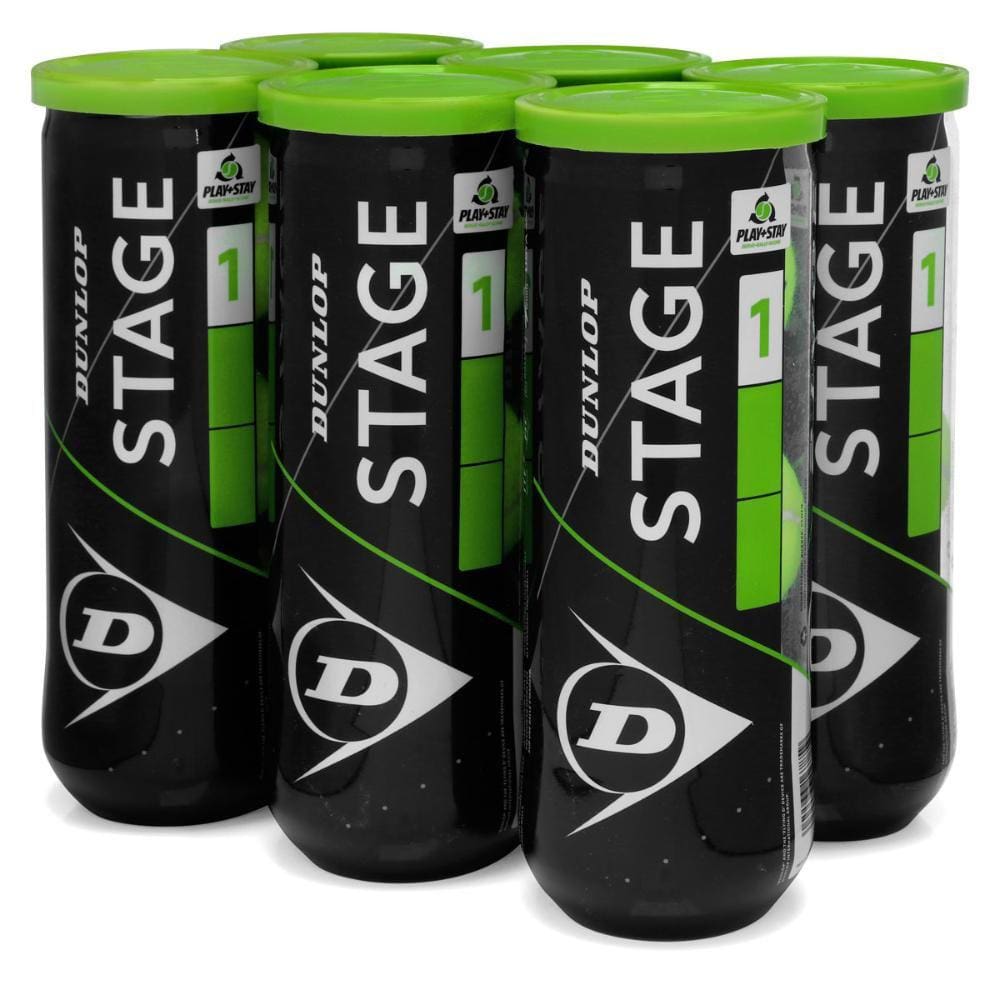 Bola de Tênis Dunlop Stage 1 Verde Pack com 06 Tubos