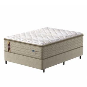 Cama Box Colchão Casal Molas Guarda Costas Max 138x188x78cm Branco/bege Probel Bege/bco