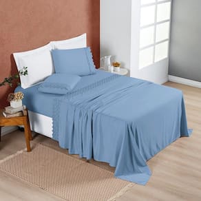 Jogo Cama Casal Cherry Bordado Inglês 4 Pçs Seren