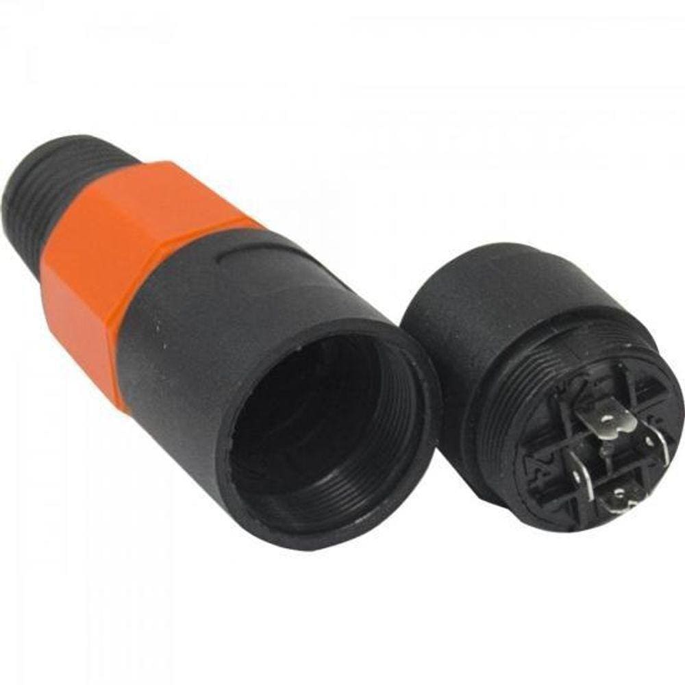 Conector Speakon De Linha Fêmea 4 Pólos Jcsp0003 Preto-laranja Storm - Pct - 10 [f002]