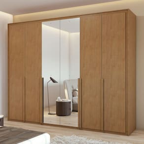 Guarda-roupa 6 Portas 6 Gavetas 100% Mdf Imperatore com Espelho Amêndoa Clean