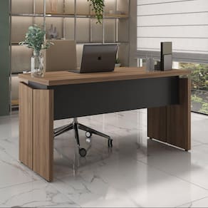 Mesa Para Escritório 1450 Tamburato Nogal com Preto
