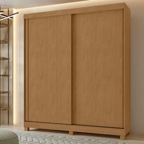 Guarda-Roupa Casal 2 Portas 2 Gavetas Zeine com Pés Amêndoa Clean/Off White/Amêndoa Clean
