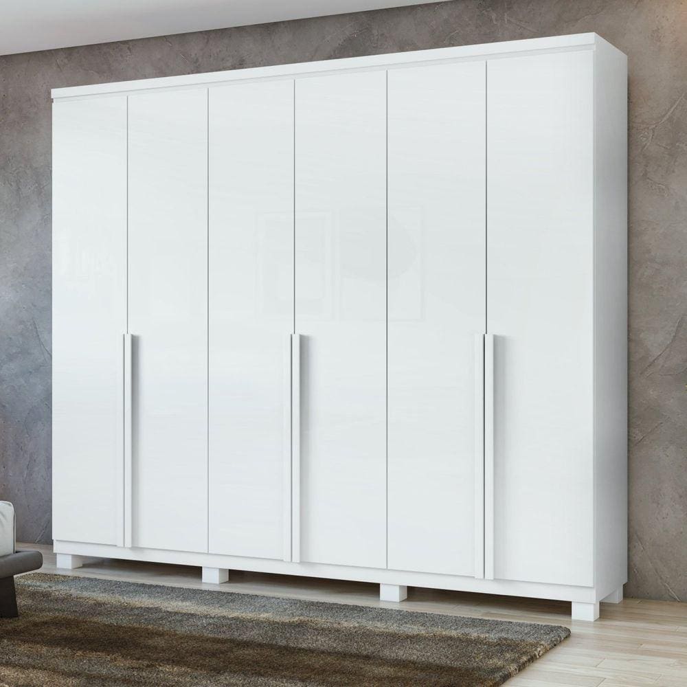 Guarda-Roupa 6 Portas 4 Gavetas 100% MDF Alonzo com Pés Branco