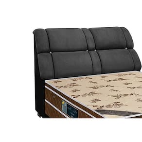 Cabeceira Cama Box Estofada Casal Casal Imperador Suede Cinza/Negro - Simbal