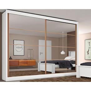 Guarda Roupa Casal 2 Portas de Correr e 6 Gavetas c/2 Espelhos Sevilha Branco - Europa