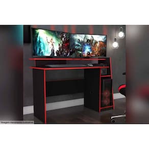 Mesa de Computador Gamer MSM 448 Preto/Vermelho - Movelbento
