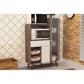 Balcão Fruteira Cozinha RT 3059 c/ 2 Portas e 1 Gaveta p/ Forno 96cm Rustico/Branco - Movelbento