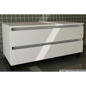 Gabinete de Banheiro c/ Rodízio BN3603 s/Cuba 2 Gavetas 80cm cor Branco - Tecno Mobili