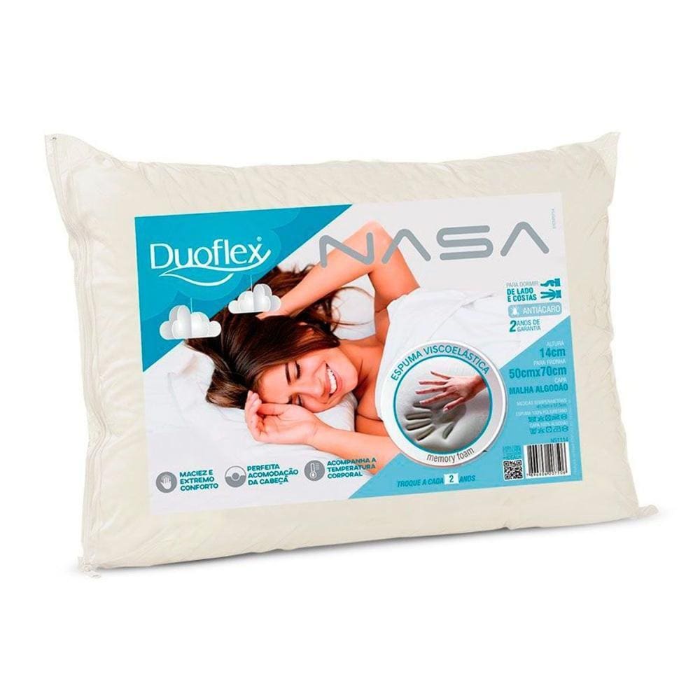 Travesseiro Viscoelástico Nasa NS1114 p/Fronha (50x70) - Duoflex