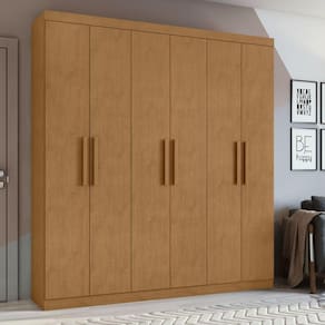 Guarda-Roupa Casal 6 Portas 3 Gavetas Jazz Amêndoa Clean