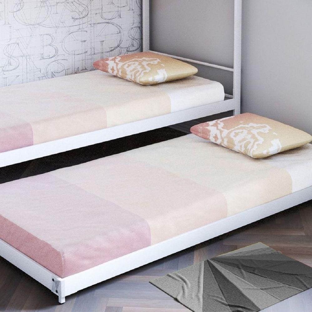 Cama Inferior/Auxiliar em Aço 90cm x 190cm Branco