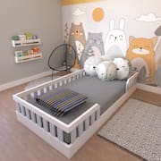 Cama Infantil Montessoriana Solteiro Cori Yescasa Branco/Cinza Cristal